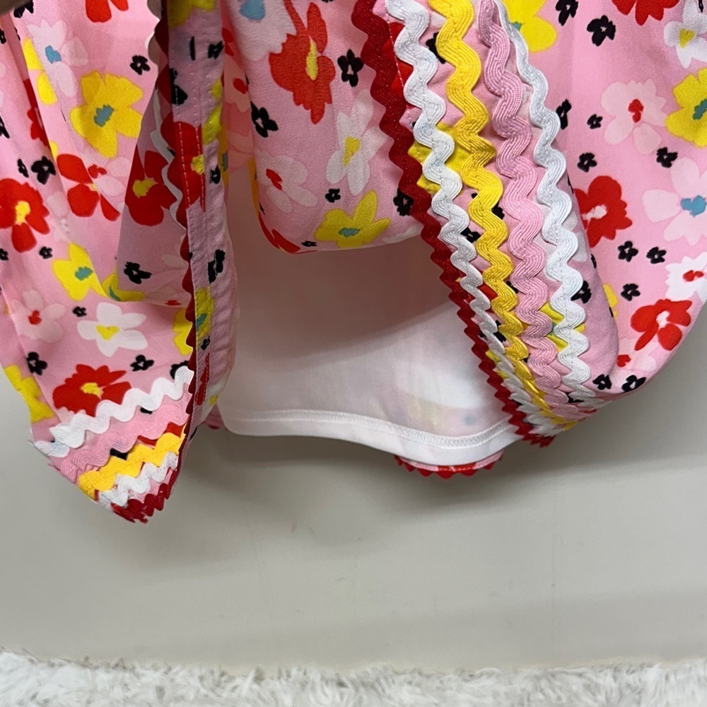 Chic Floral Pink Dress with Ruffle Sleeves - Picture 3 of 8